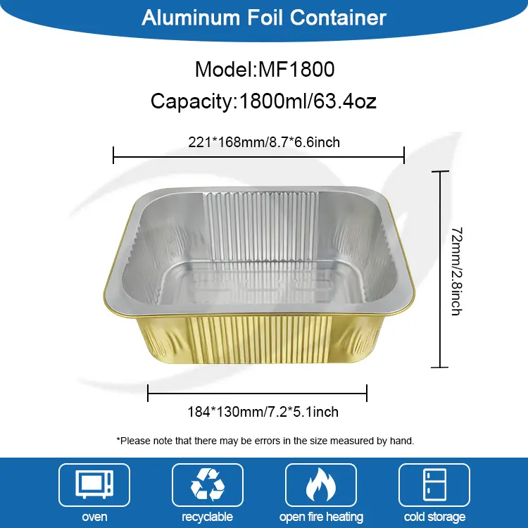 ڈسپوز ایبل مہریں مربع ایلومینیم ورق کنٹینر