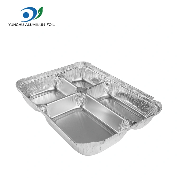 ڈسپوز ایبل ملٹی کمپارٹمنٹ فاسٹ فوڈ سلور ایلومینیم ورق کنٹینر