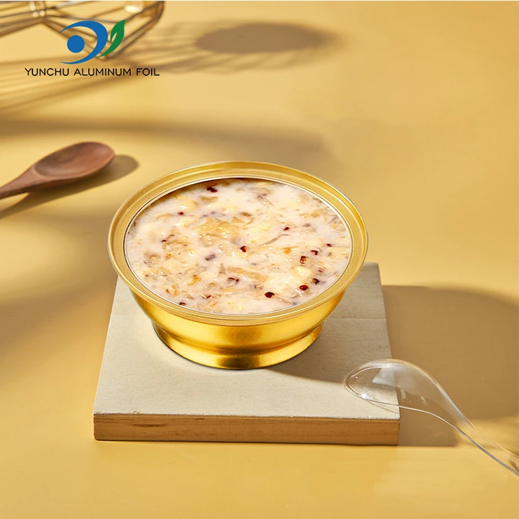 ڈسپوز ایبل راؤنڈ ٹیک وے باکس چھوٹے گولڈن باؤل ایلومینیم ورق کنٹینر