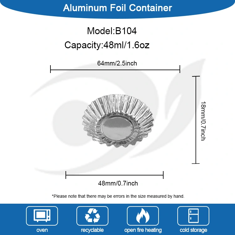 انڈا ٹارٹ ٹوسٹ بیکنگ سلور ایلومینیم ورق فوڈ کنٹینر