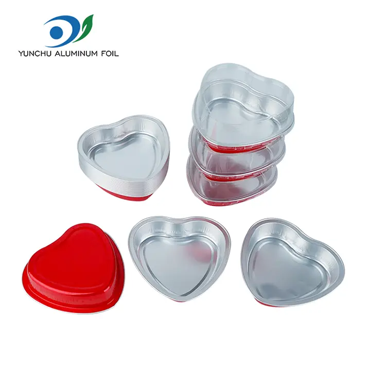 دل کے سائز کا کیک بیکنگ ہموار وال ایلومینیم ورق کنٹینر
