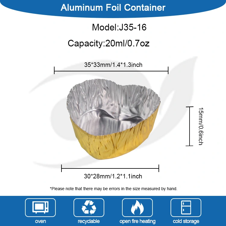 دل کے سائز کا منی بیک سلور ایلومینیم ورق فوڈ کنٹینر