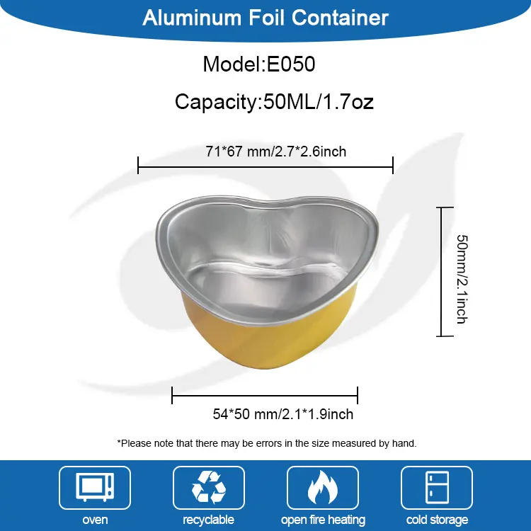 دل کے سائز کا روسٹ ہموار وال ایلومینیم ورق کنٹینر