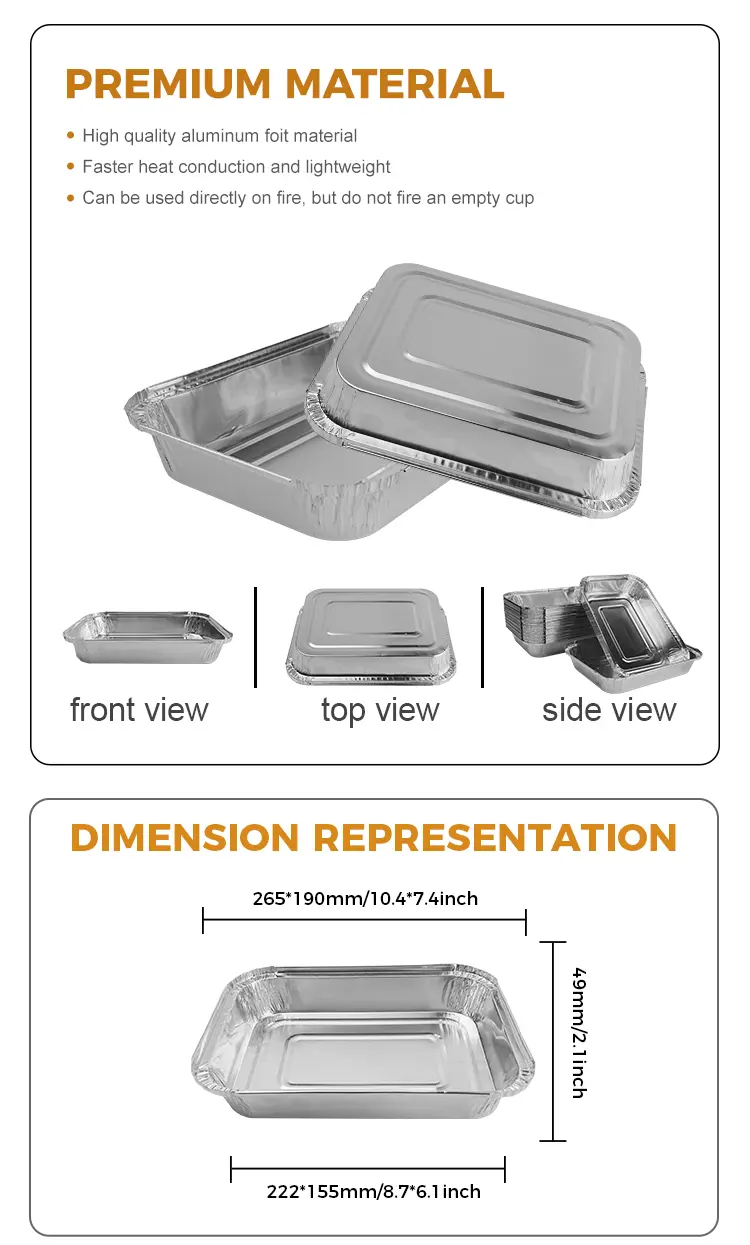 Rectangular baking sheet Silver Aluminum Foil Containers