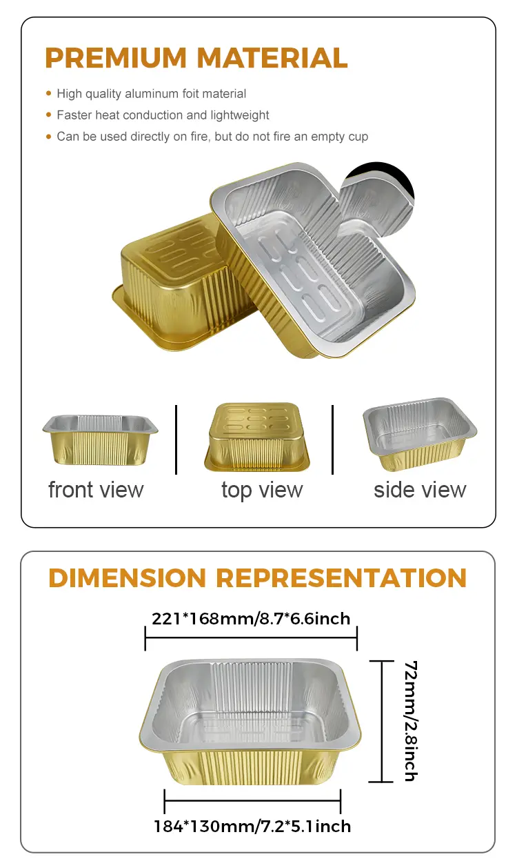 Disposable seals square Aluminum Foil Containers