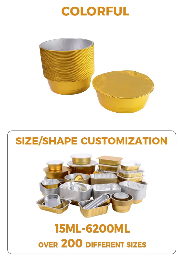 Disposable baking tray dining Golden Aluminum Foil Containers