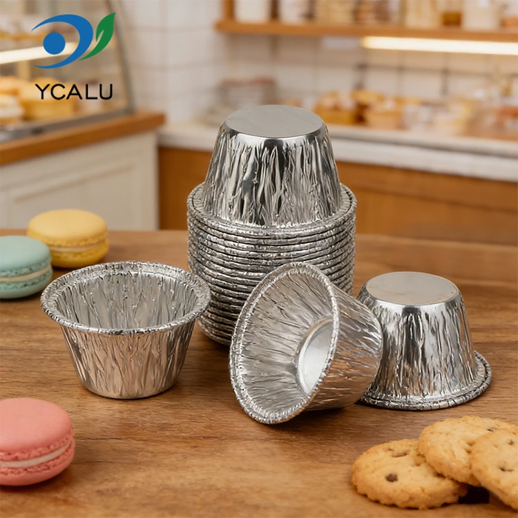 ایک وقت کا چھوٹا گول کیک ایئر فریئر سلور ایلومینیم فوائل فوڈ کنٹینرز