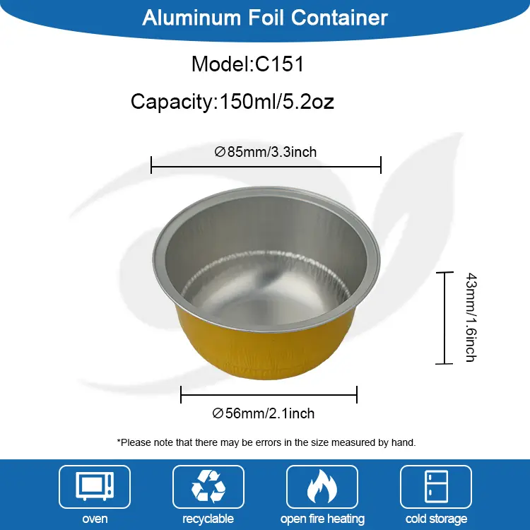 گولڈن ایلومینیم ورق میٹھی کپ –150 ملی لیٹر گنبد شکل