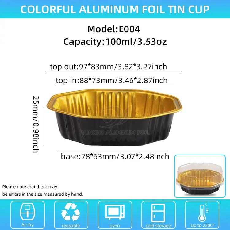 خصوصی سائز کا کیک کپ ہموار وال ایلومینیم ورق کنٹینر