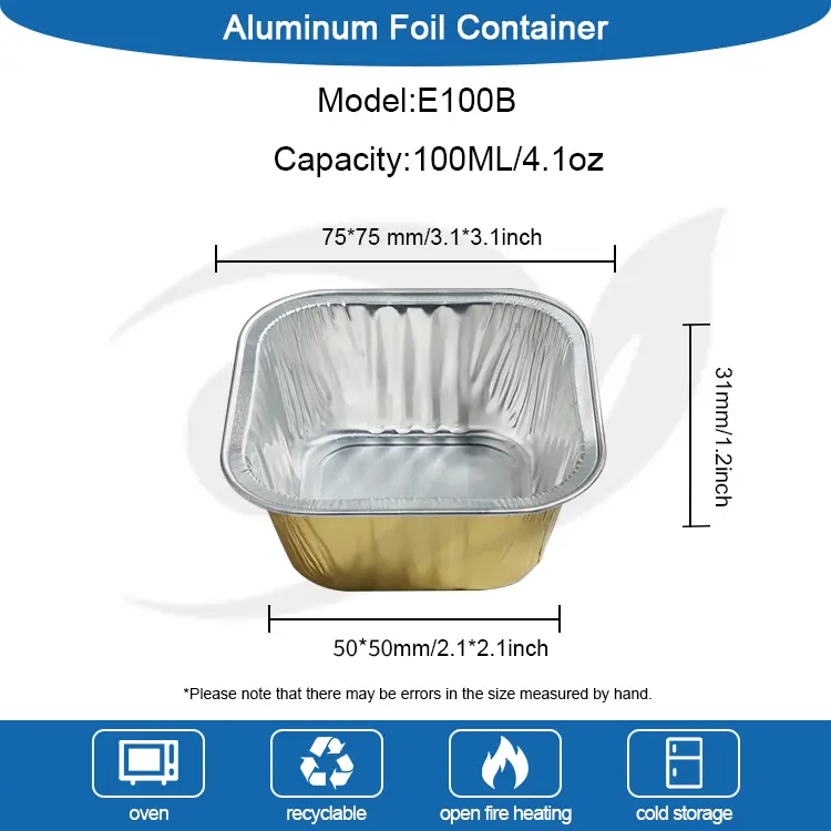 اسکوائر بیکنگ کیک ہموار وال ایلومینیم ورق کنٹینر